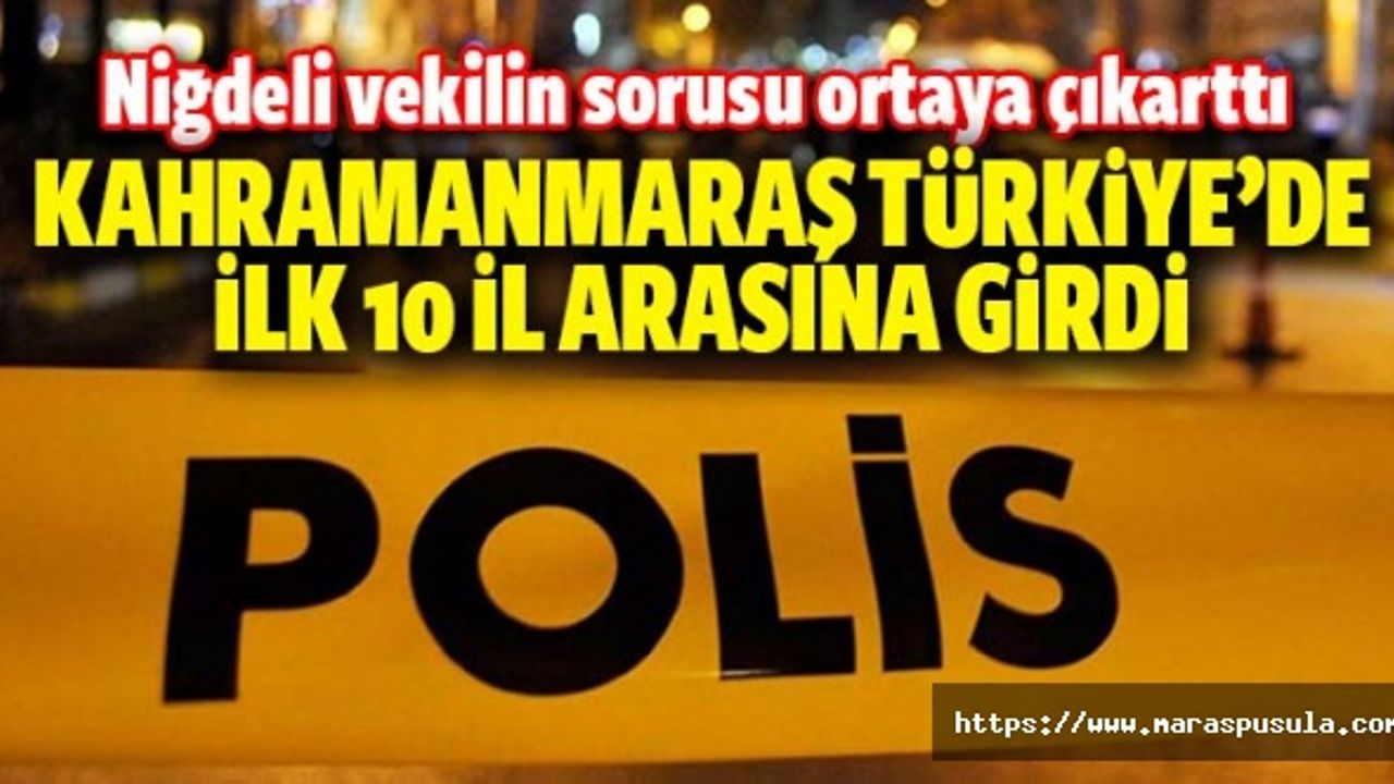 Niğdeli vekilin sorusu ortaya çıkarttı, Kahramanmaraş Türkiye’de ilk 10 il arasına girdi