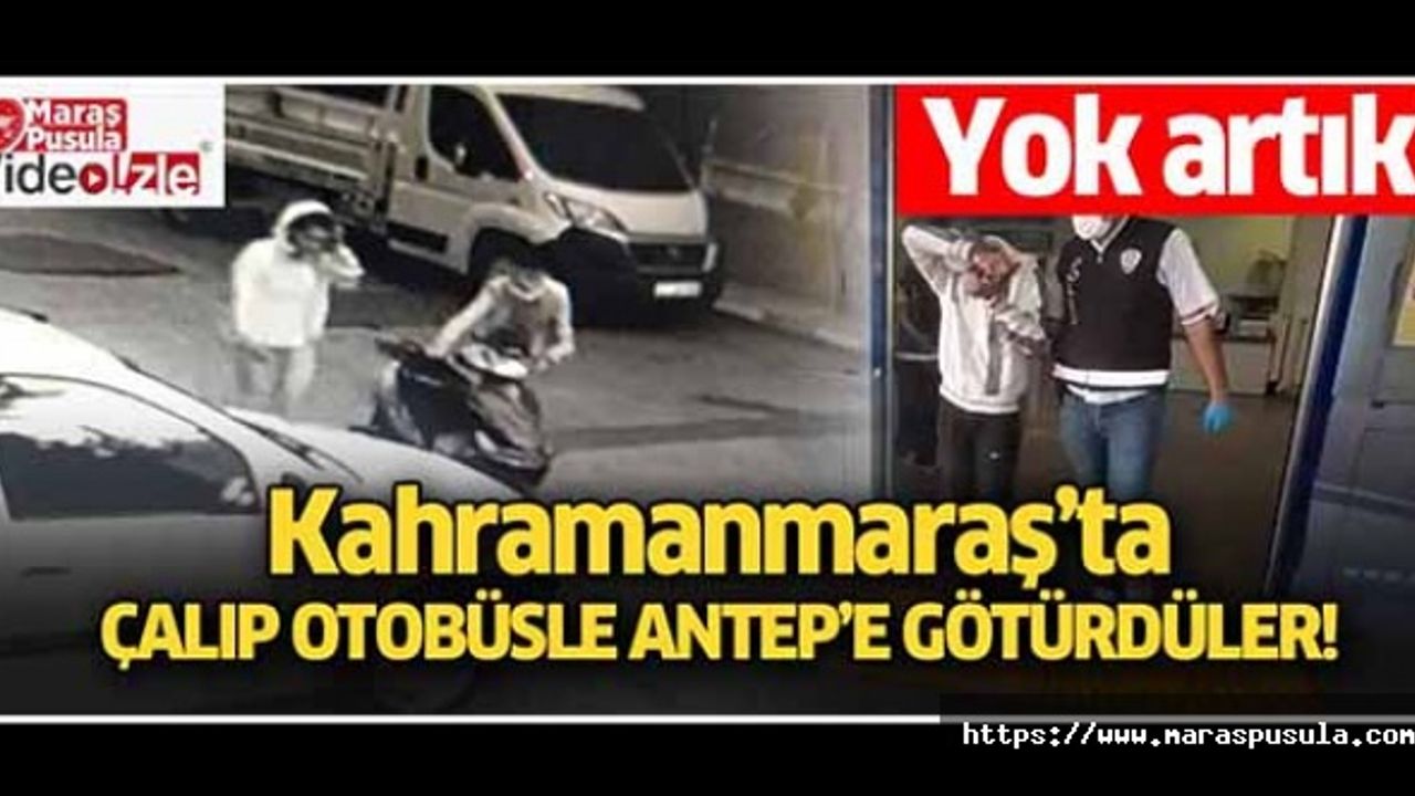Çaldıkları motosikleti yolcu otobüsünün bagajında kaçırdılar