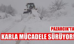 Pazarcık'ta karla mücadele devam ediyor!