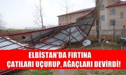 Elbistan'da fırtına çatıları uçurup, ağaçları devirdi!