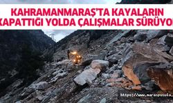 Kahramanmaraş’ta kayaların kapattığı yolda çalışmalar sürüyor