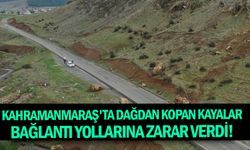 Kahramanmaraş'ta dağdan kopan kayalar bağlantı yollarına zarar verdi!