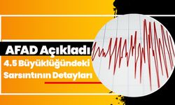 AFAD Açıkladı 4.5 Büyüklüğündeki Sarsıntının Detayları