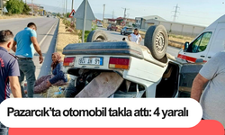 Pazarcık’ta otomobil takla attı: 4 yaralı