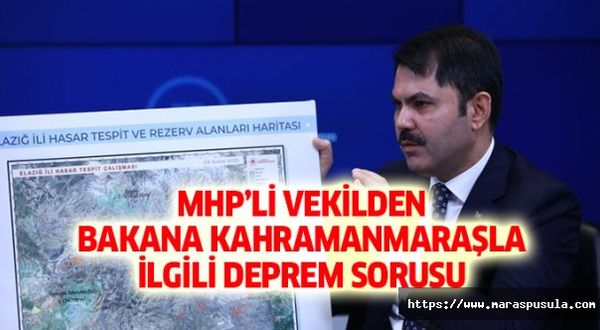 MHP’li vekilden bakana Kahramanmaraş’la ilgili deprem sorusu