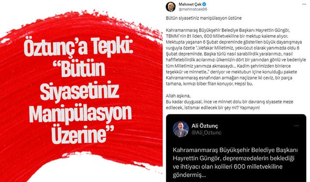 Öztunç’a Tepki: “Bütün Siyasetiniz Manipülasyon Üzerine”