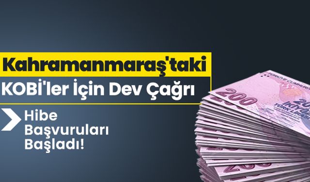 Kahramanmaraş'taki KOBİ'ler İçin Dev Çağrı: Hibe Başvuruları Başladı!