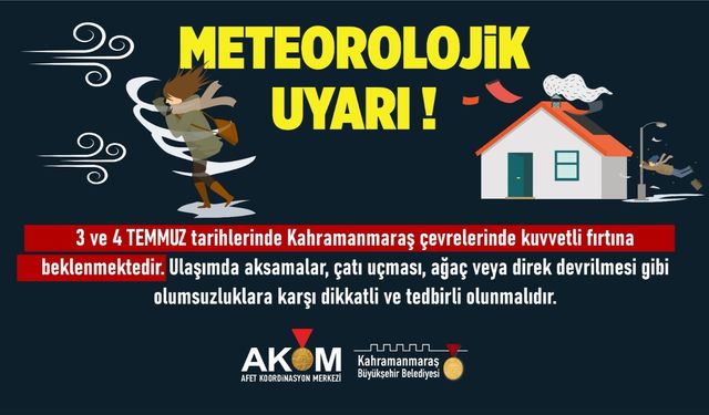 Kahramanmaraş’ta Kuvvetli Fırtına Uyarısı