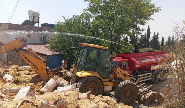Kahramanmaraş’ta samanlık yangını