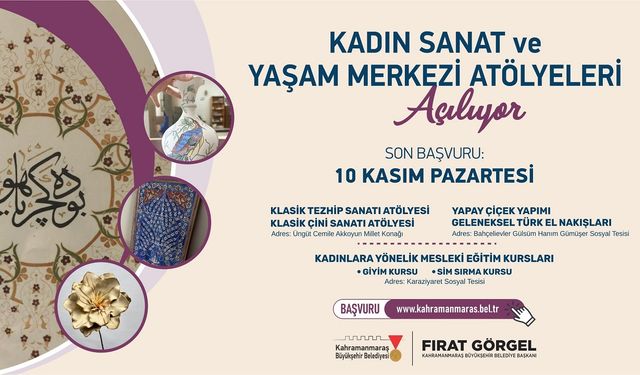 Büyükşehir’in Kadın Sanat ve Yaşam Merkezi Atölyelerine Başvurular Başladı!