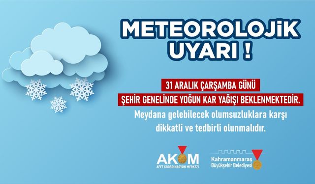 Çarşamba Günü Şehir Genelinde Kar Yağışı Bekleniyor!