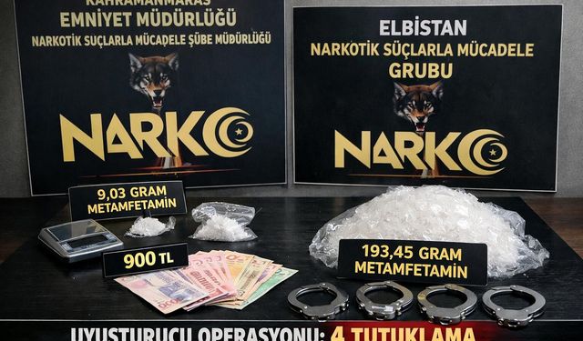 Kahramanmaraş’ta narkotik operasyonu! Metamfetamin ele geçirildi 4 kişi tutuklandı