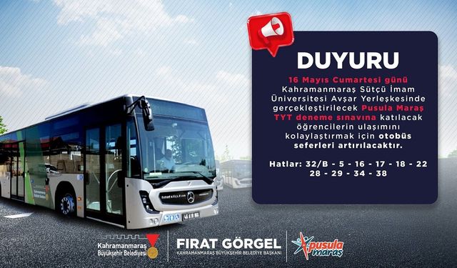 Büyükşehir’den YKS öncesi son provaya katılacak gençlere ulaşım desteği