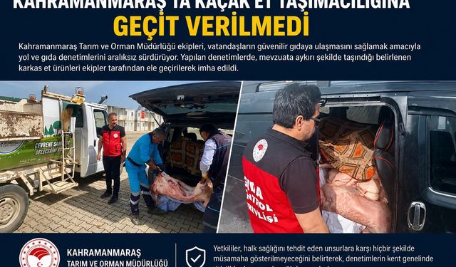 Kahramanmaraş'ta kaçak karkas et nakliyesine suçüstü baskın