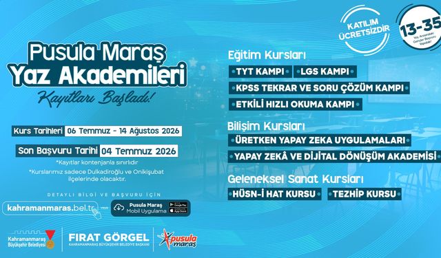 Kahramanmaraş'ta gençler için ücretsiz yaz akademisi açıldı