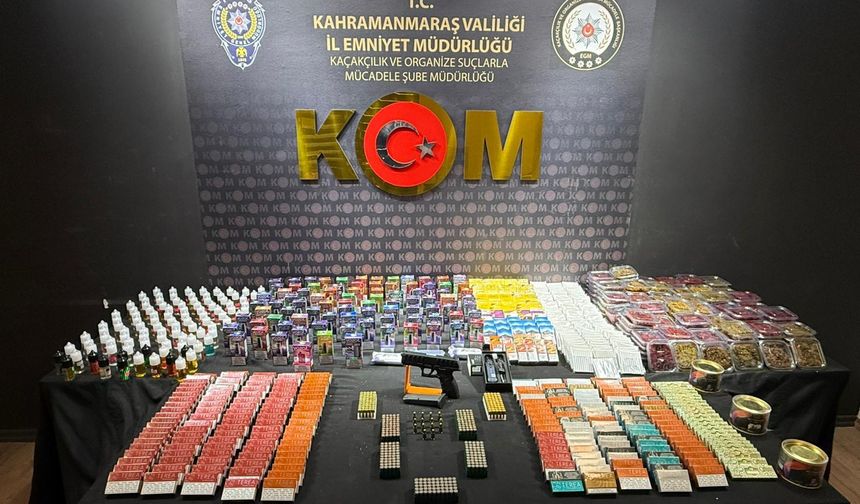 Kahramanmaraş’ta kaçak tütün ve silah operasyonu