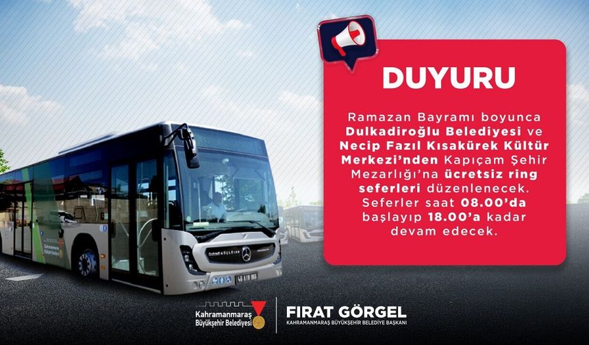 Büyükşehir’den Bayramda Şehir Merkezinden Kapıçam Mezarlığı’na Ücretsiz Toplu Taşıma