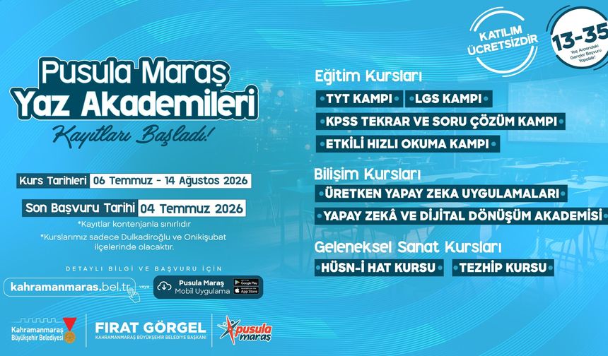 Kahramanmaraş'ta gençler için ücretsiz yaz akademisi açıldı