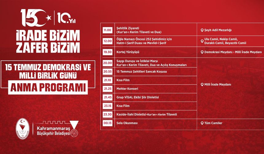 15 Temmuz'a özel anma etkinlikleriyle milli birlik ruhu canlanacak!