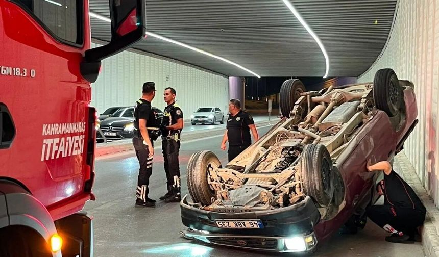 Kahramanmaraş'ta pikap kontrolden çıkarak ters döndü