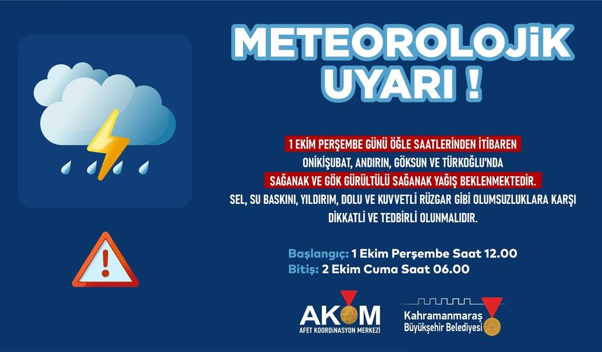 4 İlçede Sağanak Yağış Uyarısı!
