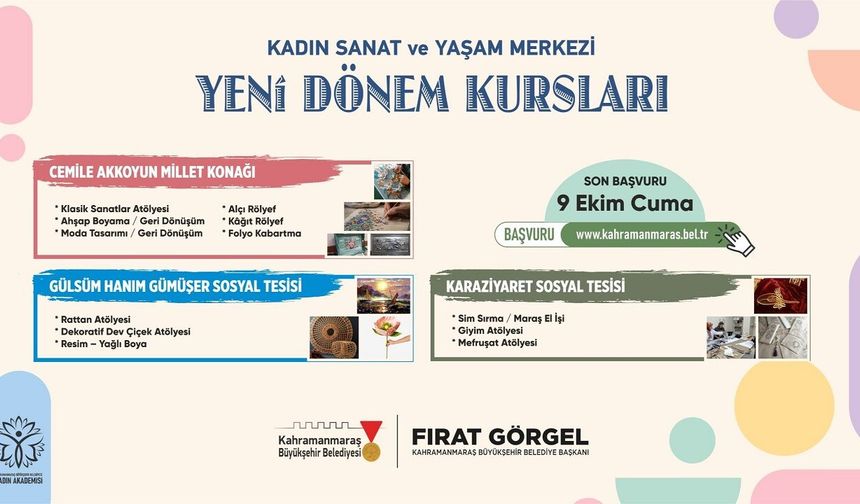 Büyükşehir’in Kadın Sanat ve Yaşam Merkezi Atölyelerinde Yeni Dönem Başvurular Başladı