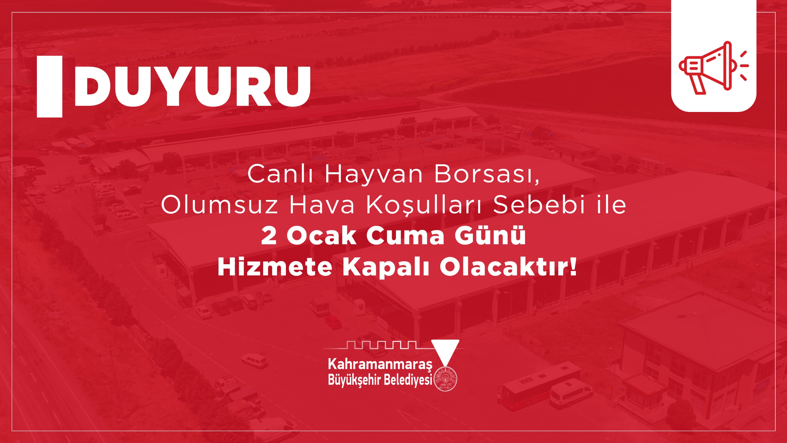 Canlı Hayvan Borsası Kar Yağışı Nedeniyle 2 Ocak’ta Kapalı Olacak