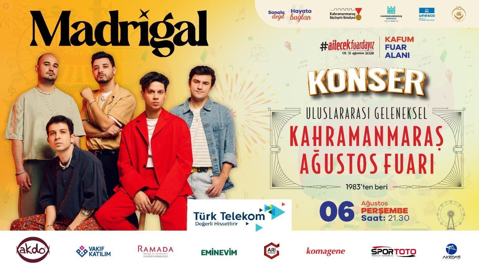 Kahramanmaraş Ağustos Fuarı'nda Madrigal Konseri Heyecanı Yaşanacak